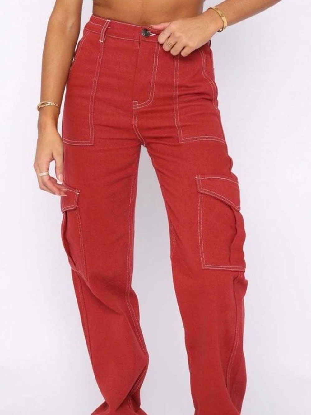 White Fox Boutique Brick Red Wide Leg Cargo Pants new w/o tags BUNDLE & SAVE